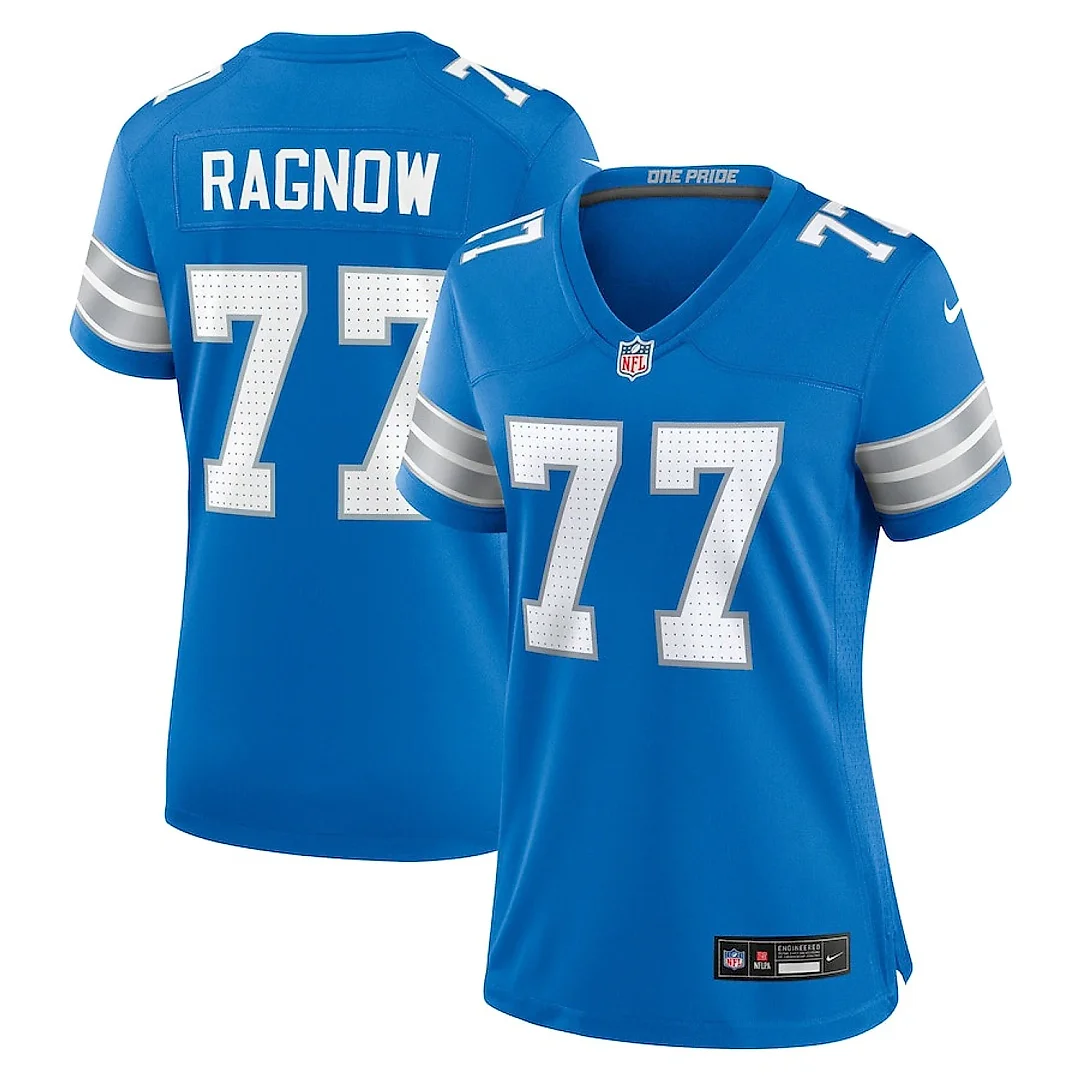 Zennovawear Frank Ragnow 77 Detroit Lions Women's Team Game Jersey - Blue