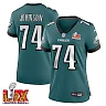 Zennovawear Fred Johnson 74 Philadelphia Eagles Super Bowl LIX Women's Jersey - Midnight Green