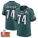Zennovawear Fred Johnson 74 Philadelphia Eagles Super Bowl LIX Jersey - Men's - Midnight Green