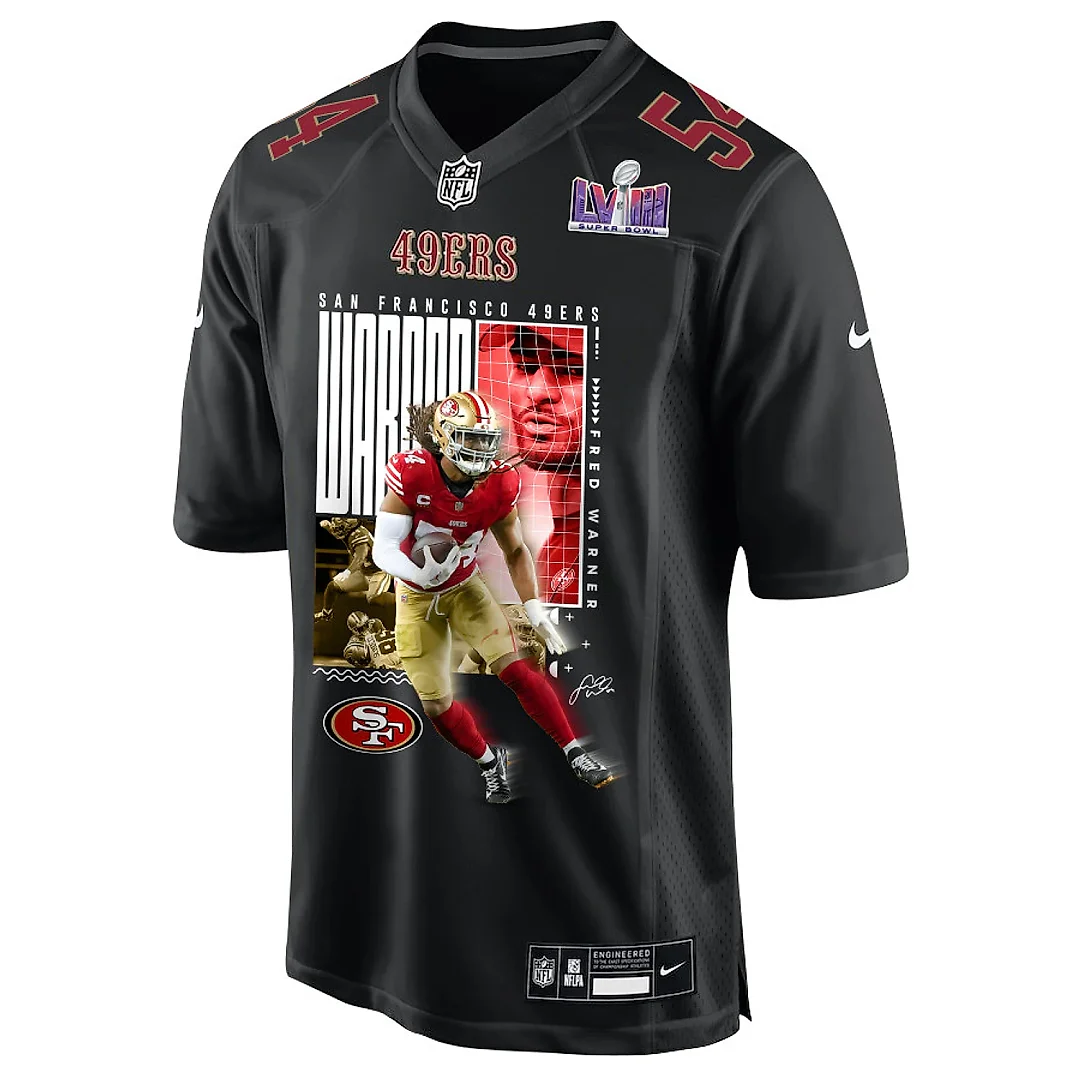 Zennovawear Fred Warner 54 San Francisco 49ers All-Pro Fred Fashion Game Men Jersey - Carbon Black