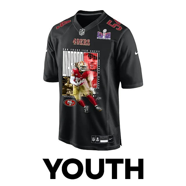 Zennovawear Fred Warner 54 San Francisco 49ers All-Pro Fred Fashion Game YOUTH Jersey - Carbon Black