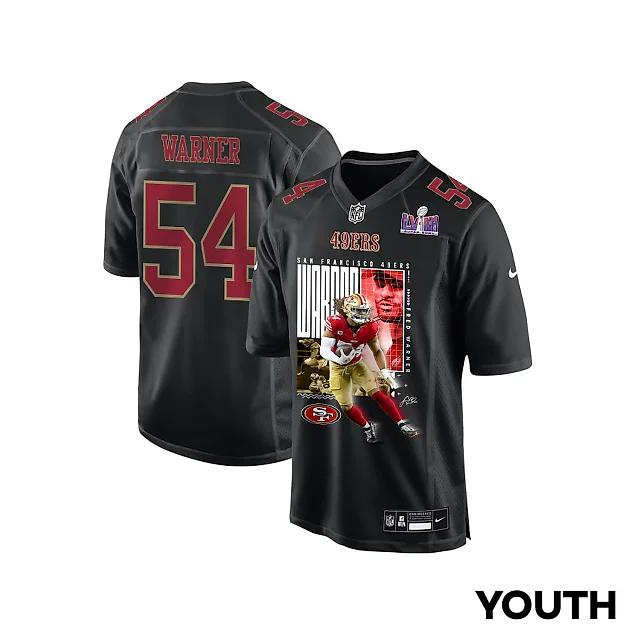 Zennovawear Fred Warner 54 San Francisco 49ers All-Pro Fred Fashion Game YOUTH Jersey - Carbon Black