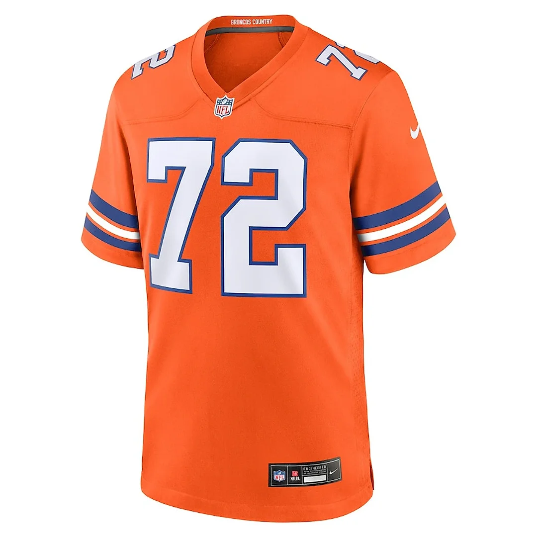 Zennovawear Garrett Bolles 72 Denver Broncos Mile High Collection 1977 Throwback Player Game Men Jersey - Orange