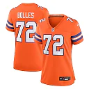 Zennovawear Garrett Bolles 72 Denver Broncos Women's Mile High Collection 1977 Throwback Player Game Jersey - Orange