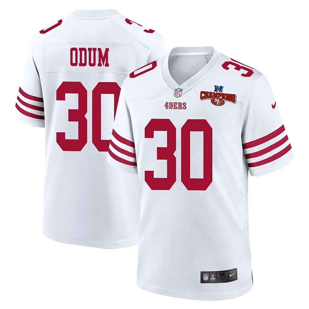 Zennovawear George Odum 30 San Francisco 49ers NFC Champions Patch Game Men Jersey - White