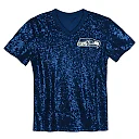 Zennovawear 12 Fan Seattle Seahawks Girls Youth Sequin V-Neck Fashion Jersey - College Navy