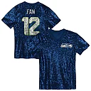 Zennovawear 12 Fan Seattle Seahawks Girls Youth Sequin V-Neck Fashion Jersey - College Navy