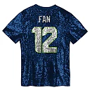 Zennovawear 12 Fan Seattle Seahawks Girls Youth Sequin V-Neck Fashion Jersey - College Navy