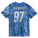 Zennovawear Aidan Hutchinson Detroit Lions Girls Youth Sequin V-Neck Fashion Jersey - Blue