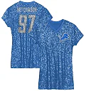 Zennovawear Aidan Hutchinson Detroit Lions Girls Youth Sequin Player Name & Number V-Neck Dress - Blue