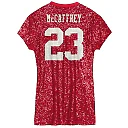 Zennovawear Christian McCaffrey San Francisco 49ers Girls Youth Sequin Player Name & Number V-Neck Dress - Scarlet