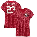 Zennovawear Christian McCaffrey San Francisco 49ers Girls Youth Sequin Player Name & Number V-Neck Dress - Scarlet