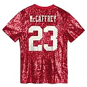 Zennovawear Christian McCaffrey San Francisco 49ers Girls Youth Sequin V-Neck Fashion Jersey - Scarlet