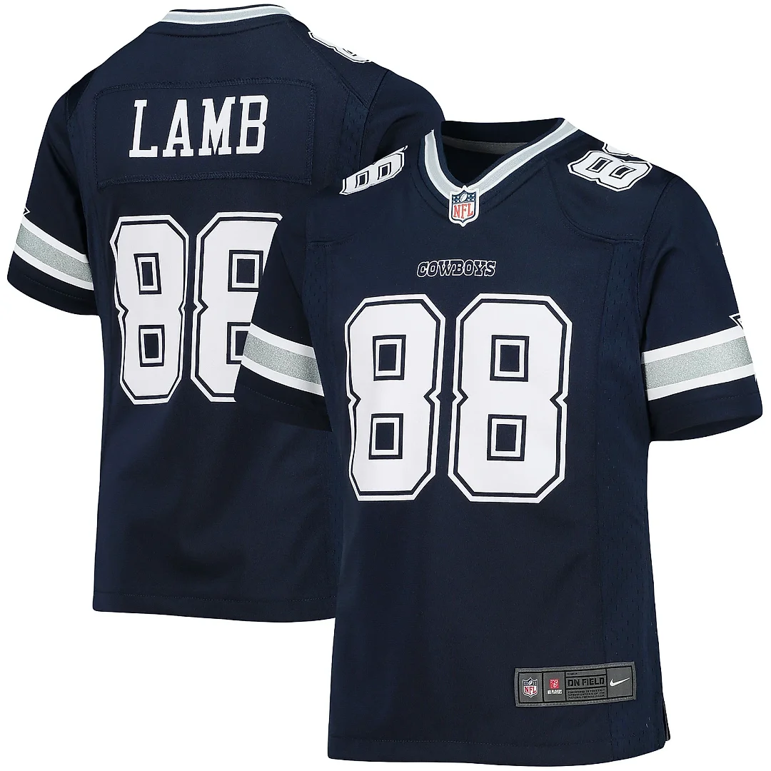 Zennovawear Girls Youth Dallas Cowboys CeeDee Lamb Navy Game Jersey