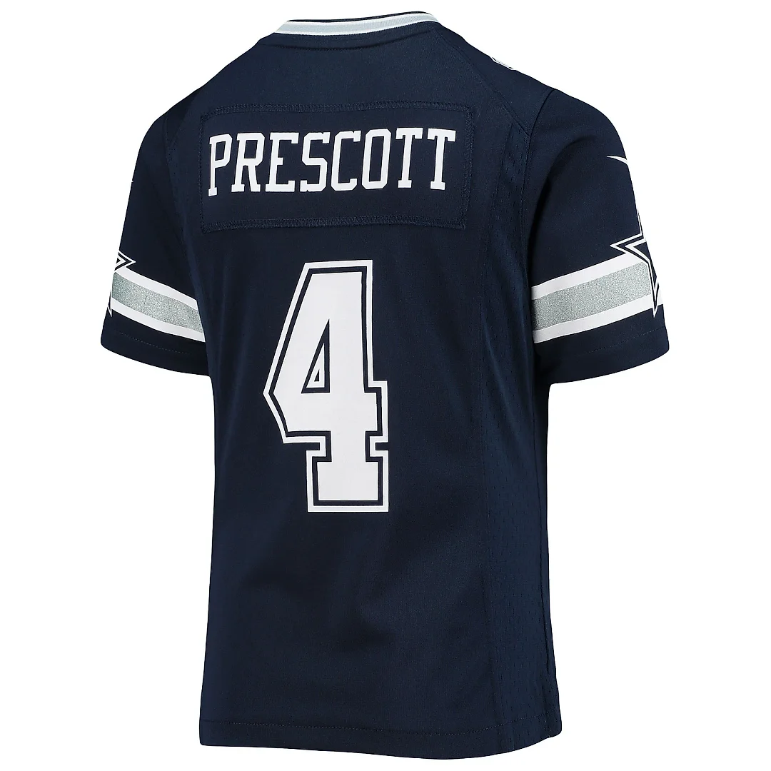 Zennovawear Girls Youth Dallas Cowboys Dak Prescott Navy Team Game Jersey