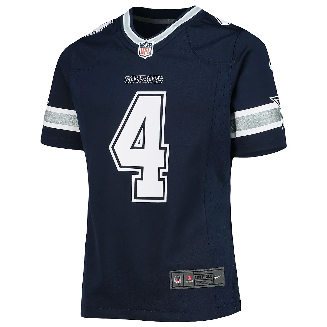 Zennovawear Girls Youth Dallas Cowboys Dak Prescott Navy Team Game Jersey