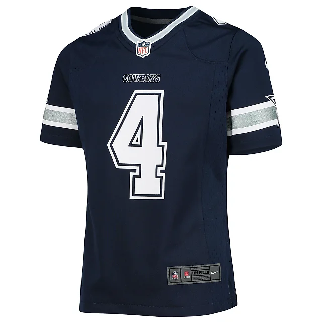 Zennovawear Girls Youth Dallas Cowboys Dak Prescott Navy Team Game Jersey