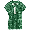 Zennovawear Jalen Hurts Philadelphia Eagles Girls Youth Sequin Player Name & Number V-Neck Dress - Kelly Green