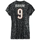 Zennovawear Joe Burrow Cincinnati Bengals Girls Youth Sequin Player Name & Number V-Neck Dress - Black