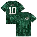 Zennovawear Jordan Love Green Bay Packers Girls Youth Sequin V-Neck Fashion Jersey - Green