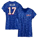 Zennovawear Josh Allen Buffalo Bills Girls Youth Sequin Player Name & Number V-Neck Dress - Royal
