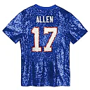 Zennovawear Josh Allen Buffalo Bills Girls Youth Sequin V-Neck Fashion Jersey - Royal