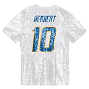 Zennovawear Justin Herbert Los Angeles Chargers Girls Youth Sequin V-Neck Fashion Jersey - Powder Blue