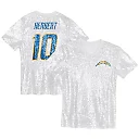 Zennovawear Justin Herbert Los Angeles Chargers Girls Youth Sequin V-Neck Fashion Jersey - Powder Blue