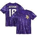 Zennovawear Justin Jefferson Minnesota Vikings Girls Youth Sequin V-Neck Fashion Jersey - Purple