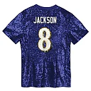 Zennovawear Lamar Jackson Baltimore Ravens Girls Youth Sequin V-Neck Fashion Jersey - Purple