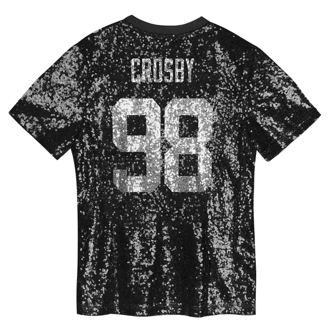 Zennovawear Maxx Crosby Las Vegas Raiders Girls Youth Sequin V-Neck Fashion Jersey - Black