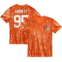 Zennovawear Myles Garrett Cleveland Browns Girls Youth Sequin V-Neck Fashion Jersey - Orange