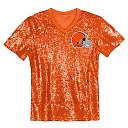 Zennovawear Myles Garrett Cleveland Browns Girls Youth Sequin V-Neck Fashion Jersey - Orange