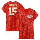 Zennovawear Patrick Mahomes Kansas City Chiefs Girls Youth Sequin Player Name & Number V-Neck Dress - Red