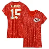 Zennovawear Patrick Mahomes Kansas City Chiefs Girls Youth Sequin Player Name & Number V-Neck Dress - Red
