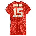 Zennovawear Patrick Mahomes Kansas City Chiefs Girls Youth Sequin Player Name & Number V-Neck Dress - Red