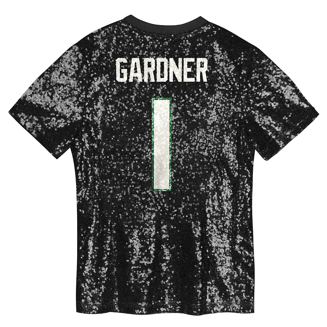 Zennovawear Sauce Gardner New York Jets Girls Youth Sequin V-Neck Fashion Jersey - Black