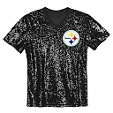 Zennovawear T.J. Watt Pittsburgh Steelers Girls Youth Sequin V-Neck Fashion Jersey - Black