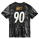 Zennovawear T.J. Watt Pittsburgh Steelers Girls Youth Sequin V-Neck Fashion Jersey - Black