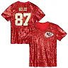 Zennovawear Travis Kelce Kansas City Chiefs Girls Youth Sequin V-Neck Fashion Jersey - Red