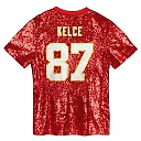 Zennovawear Travis Kelce Kansas City Chiefs Girls Youth Sequin V-Neck Fashion Jersey - Red