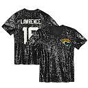 Zennovawear Trevor Lawrence Jacksonville Jaguars Girls Youth Sequin V-Neck Fashion Jersey - Black
