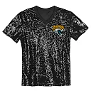 Zennovawear Trevor Lawrence Jacksonville Jaguars Girls Youth Sequin V-Neck Fashion Jersey - Black