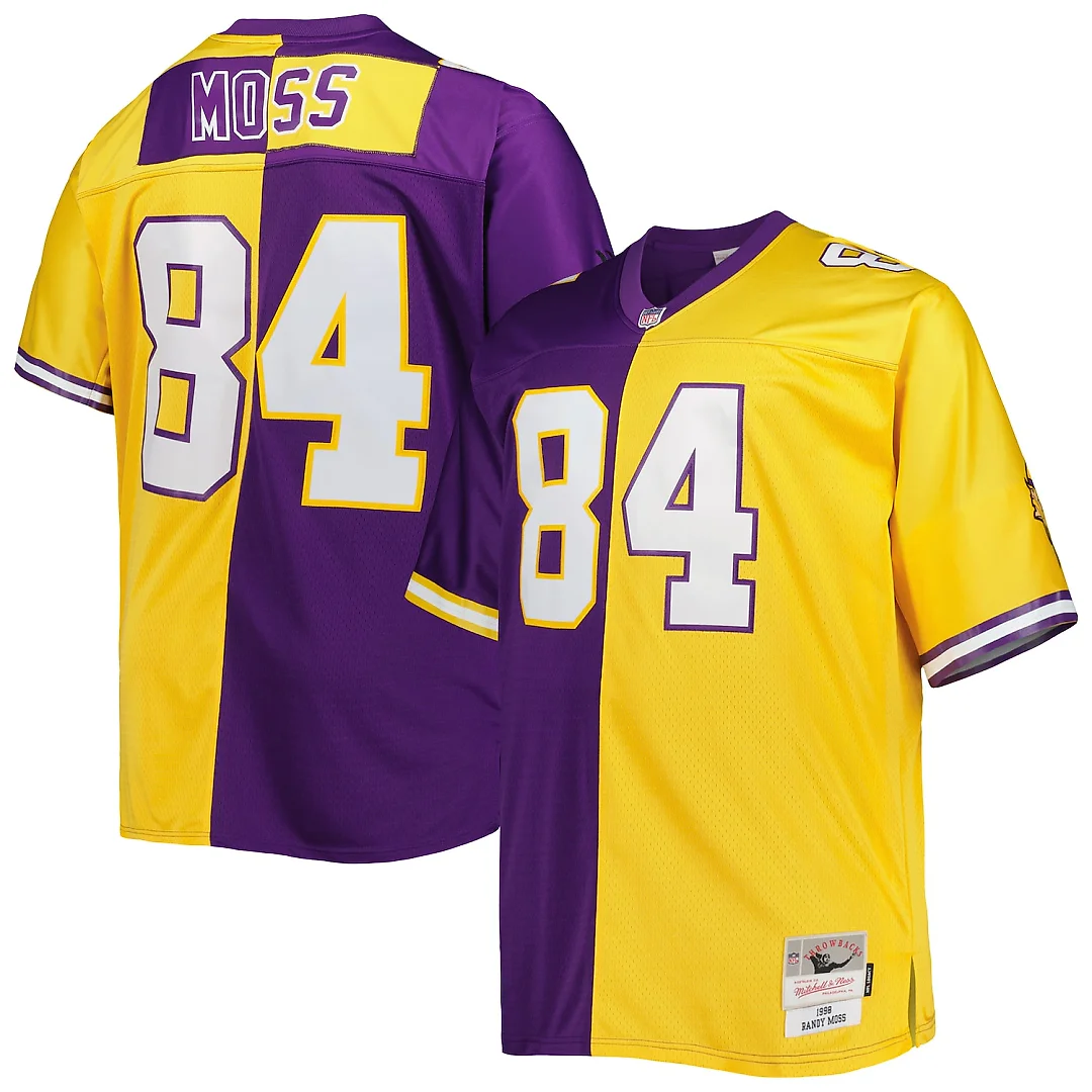 Zennovawear Randy Moss Minnesota Vikings Big & Tall Split Legacy Retired Player Replica Jersey - Purple/Gold