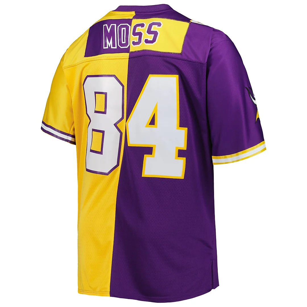 Zennovawear Randy Moss Minnesota Vikings Big & Tall Split Legacy Retired Player Replica Jersey - Purple/Gold