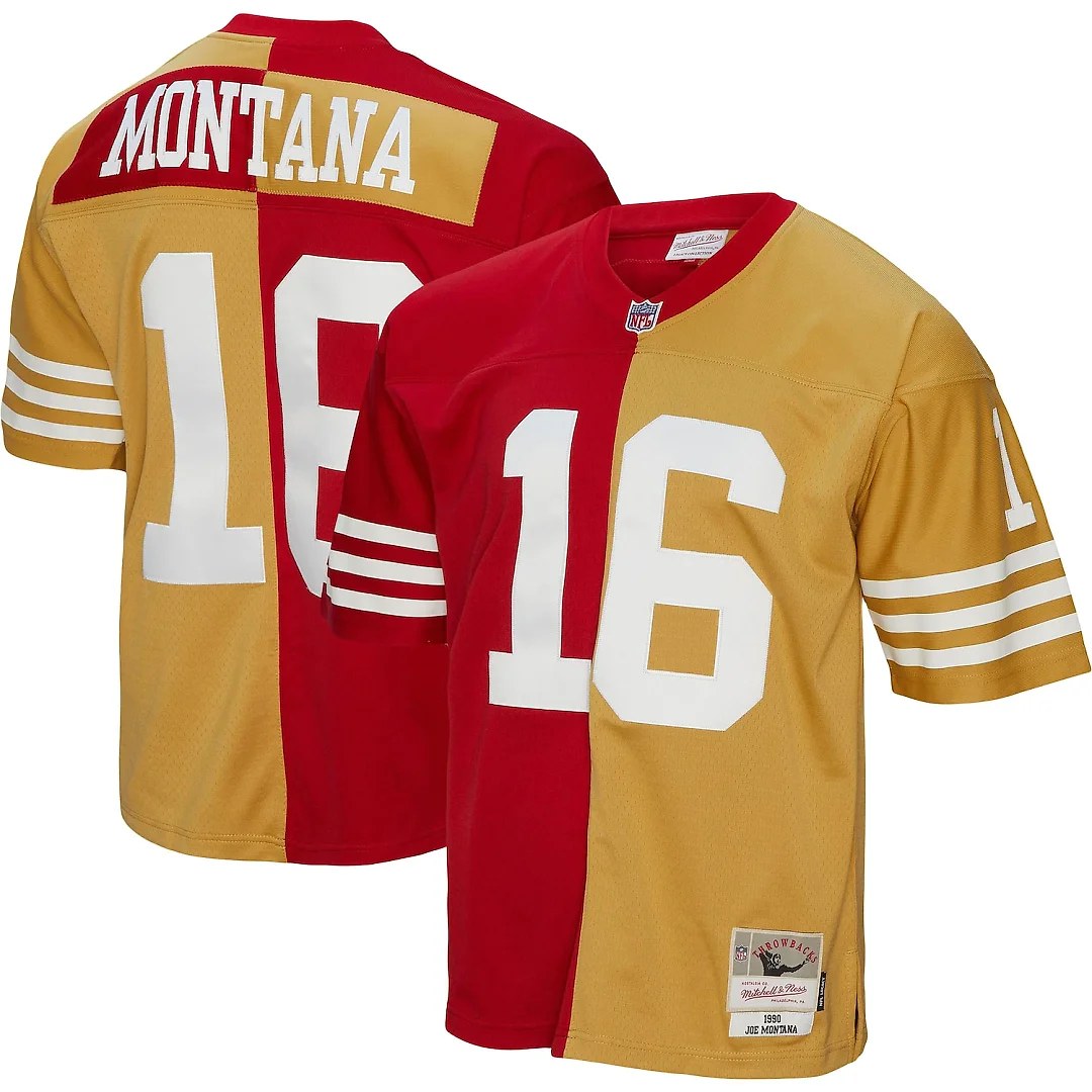 Zennovawear Joe Montana San Francisco 49ers 1990 Split Legacy Replica Jersey - Scarlet/Gold