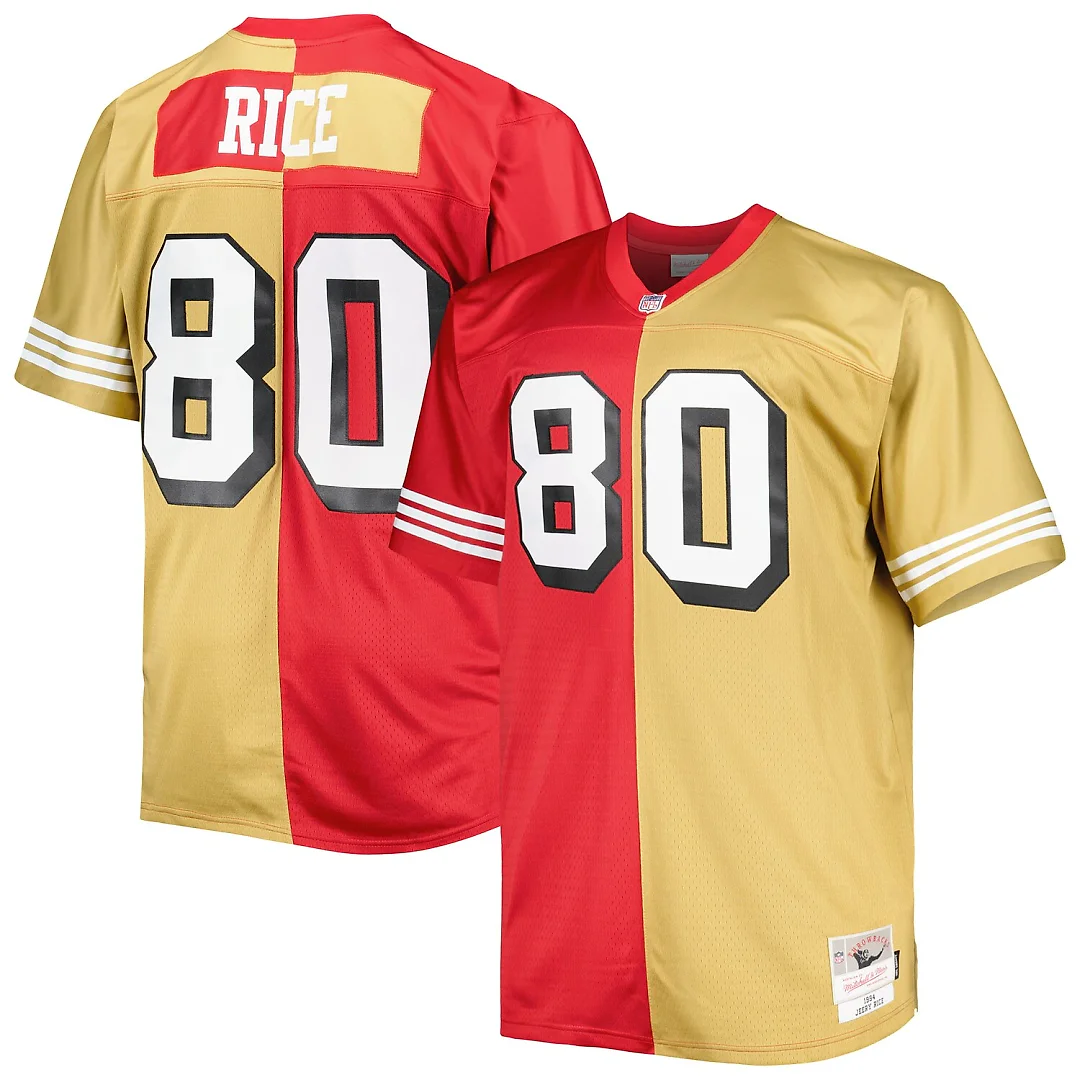 Zennovawear Jerry Rice San Francisco 49ers Big & Tall Split Legacy Retired Player Replica Jersey - Scarlet/Gold