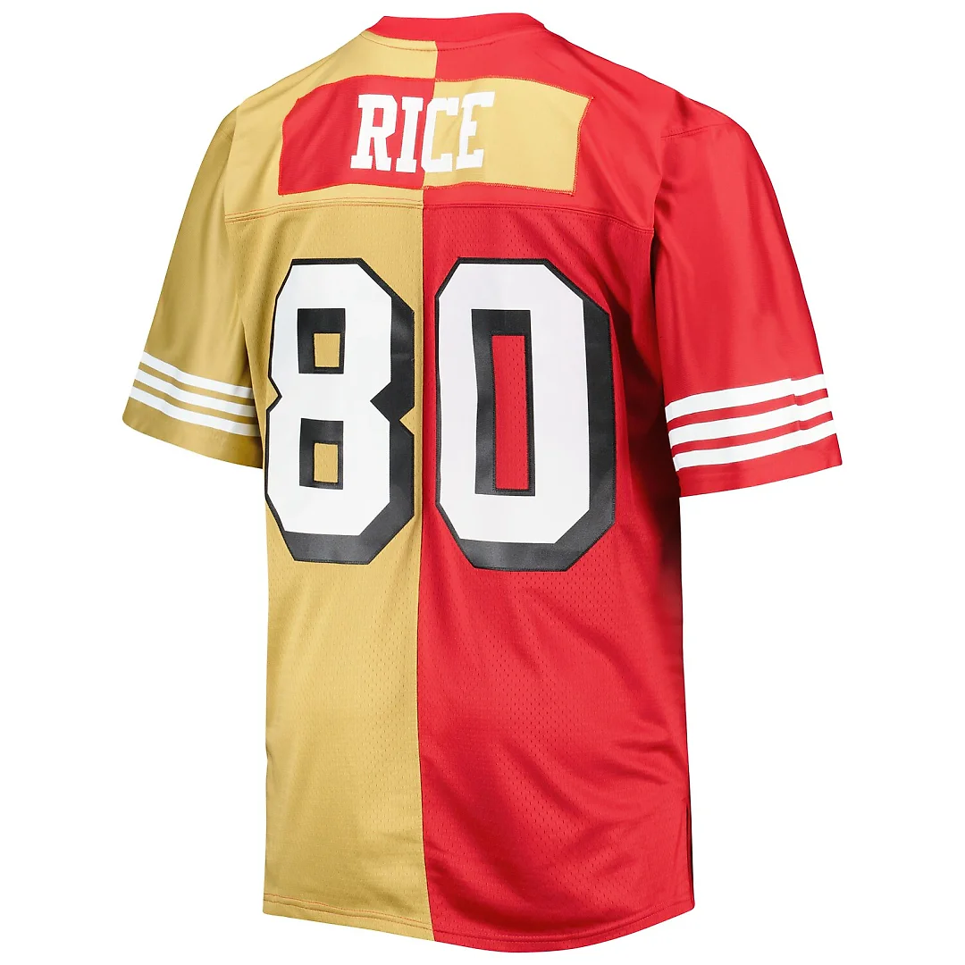 Zennovawear Jerry Rice San Francisco 49ers Big & Tall Split Legacy Retired Player Replica Jersey - Scarlet/Gold