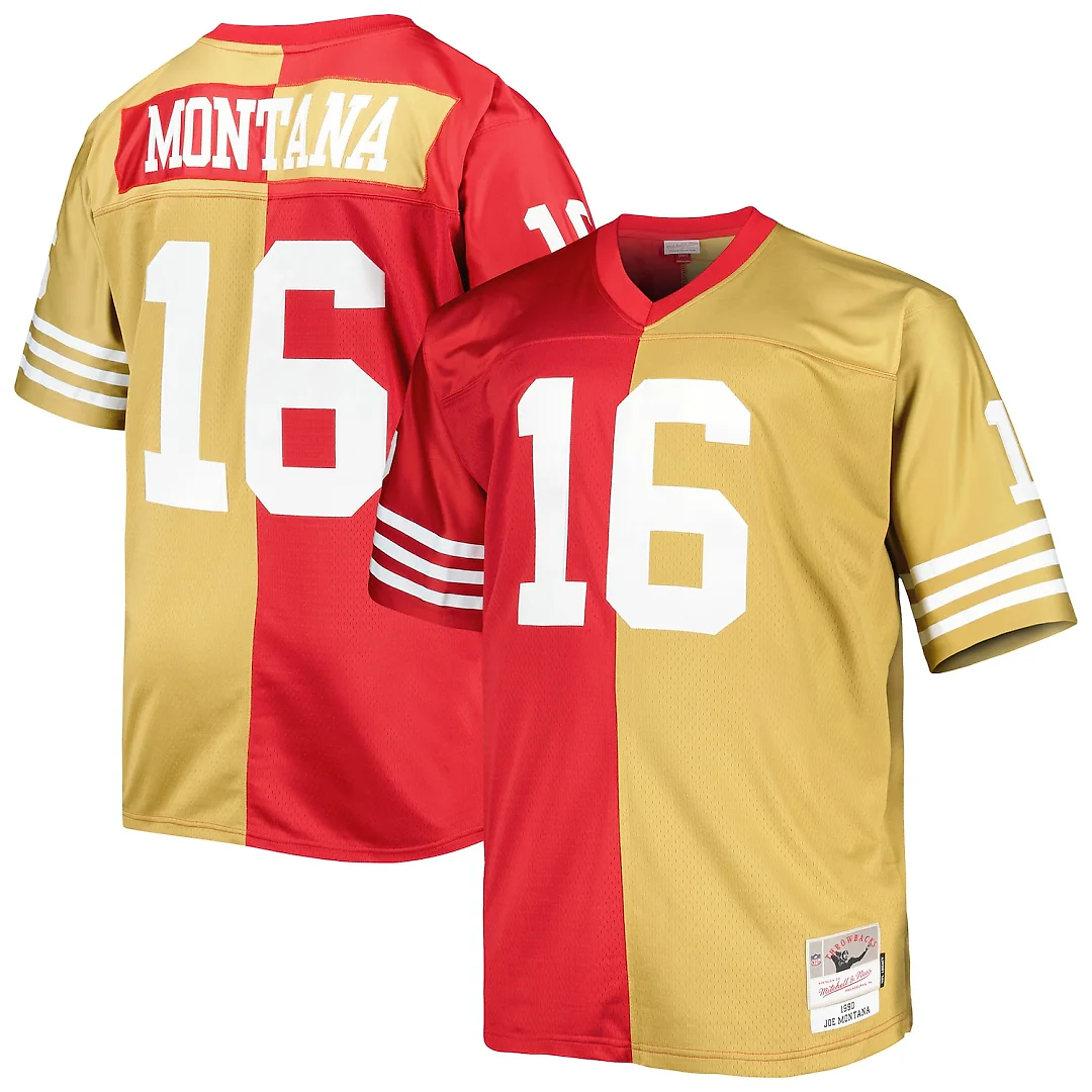 Zennovawear Joe Montana San Francisco 49ers Big & Tall Split Legacy Retired Player Replica Jersey - Scarlet/Gold