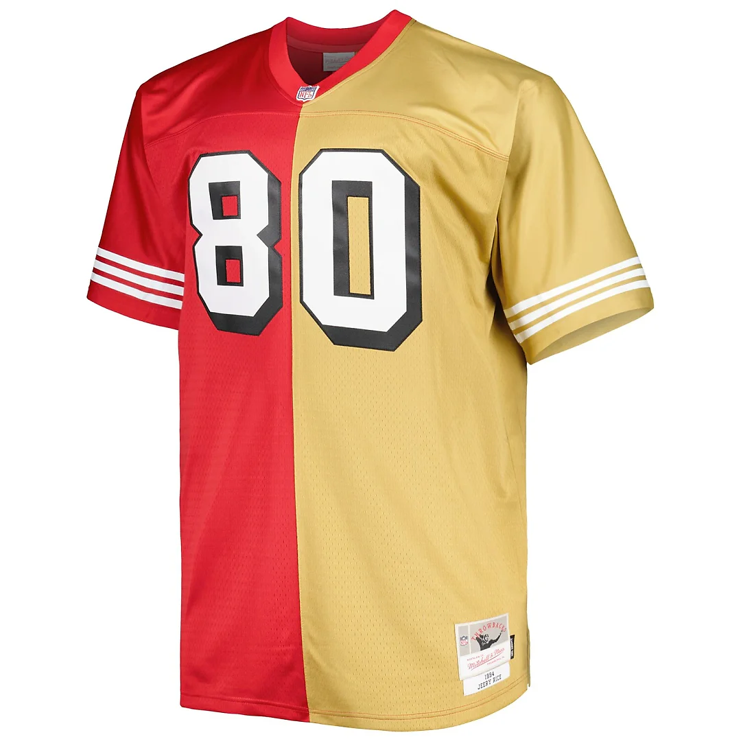 Zennovawear Jerry Rice San Francisco 49ers Big & Tall Split Legacy Retired Player Replica Jersey - Scarlet/Gold